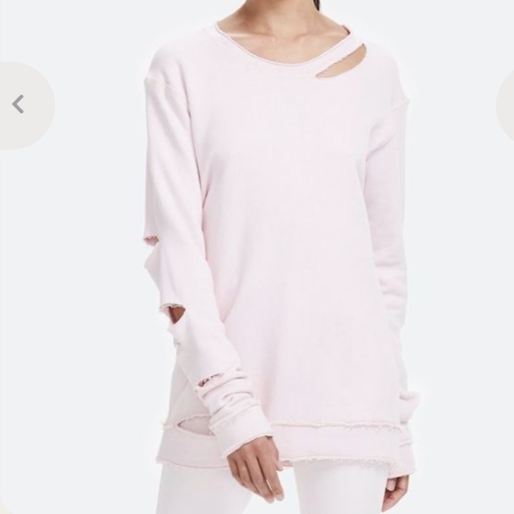 Alala Cypher cut out distressed long sleeves pink cotton sweatshirt. Size XS